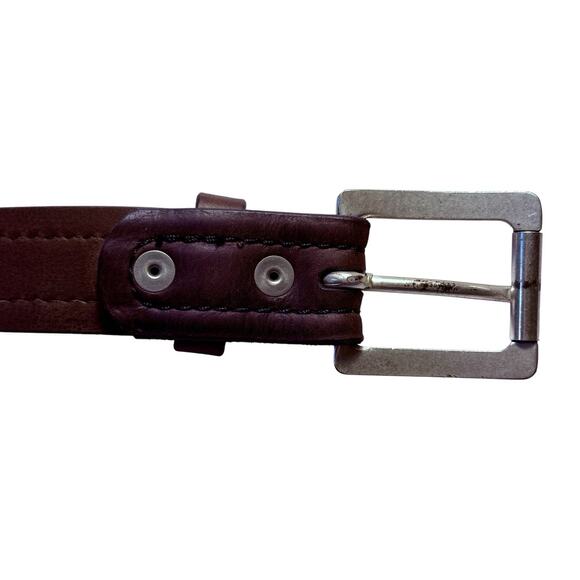 Overland Mens USA Bison Leather Belt Brown 40 Silver Tone Interchange Buckle - Picture 7 of 16